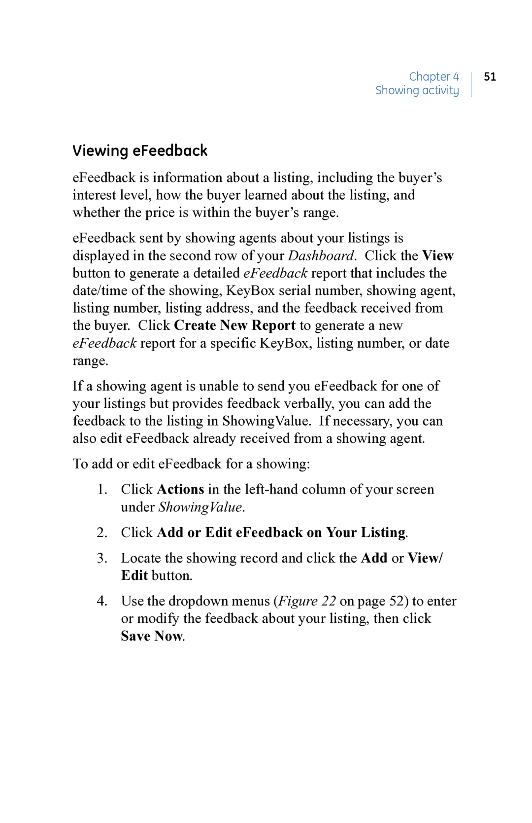 GE eKEY user manual Viewing eFeedback, Click Add or Edit eFeedback on Your Listing 