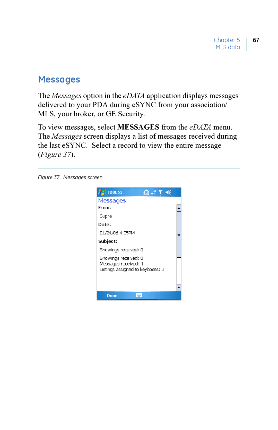 GE eKEY user manual Messages screen 