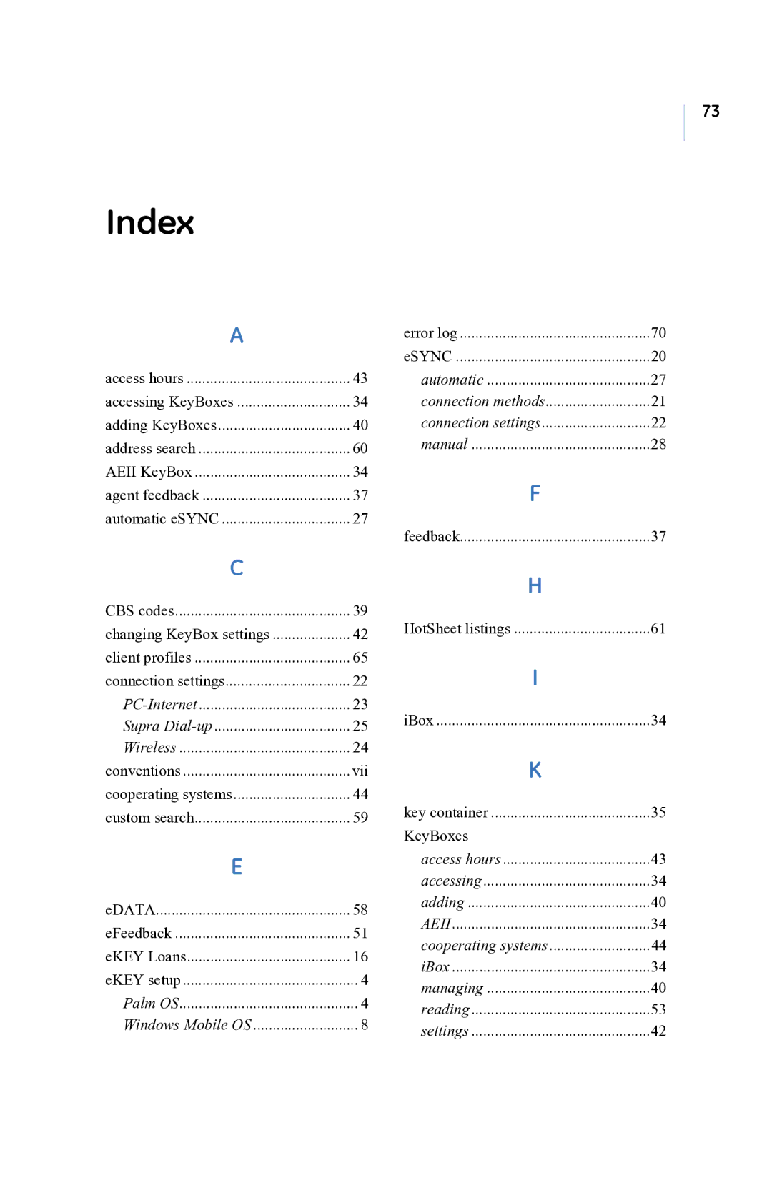 GE eKEY user manual Index 