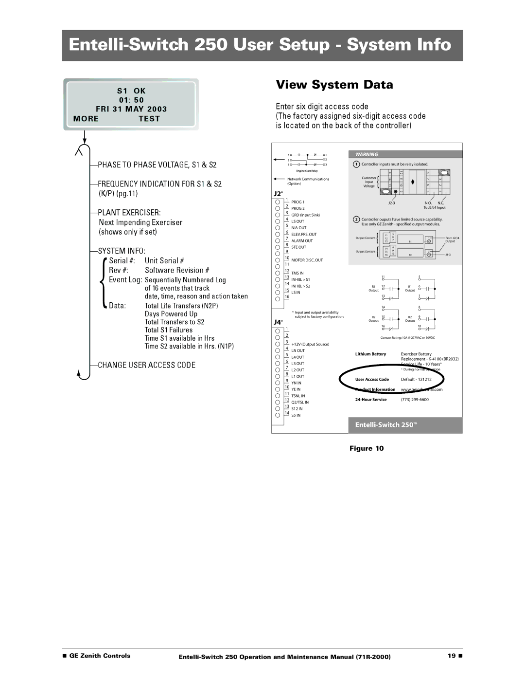 GE manual Entelli-Switch 250 User Setup System Info, View System Data 