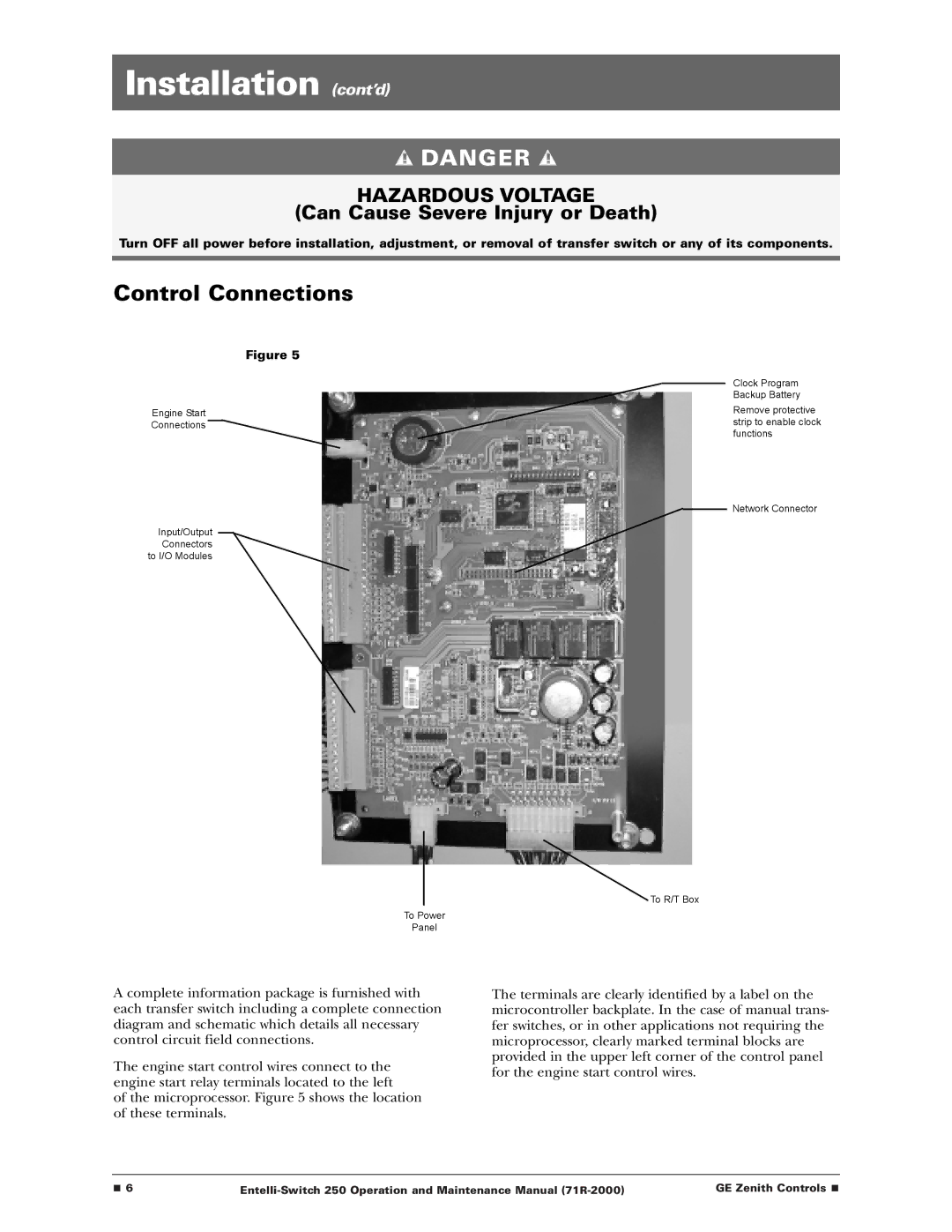 GE Entelli-Switch 250 manual Installation cont’d 