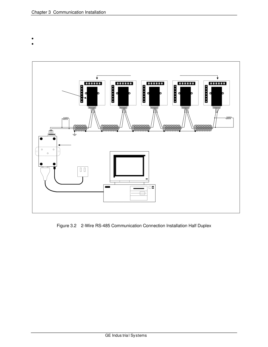 GE EPM 3000P instruction manual RS-485 Hookup Diagram 2 wire Half Duplex, Communication Installation 