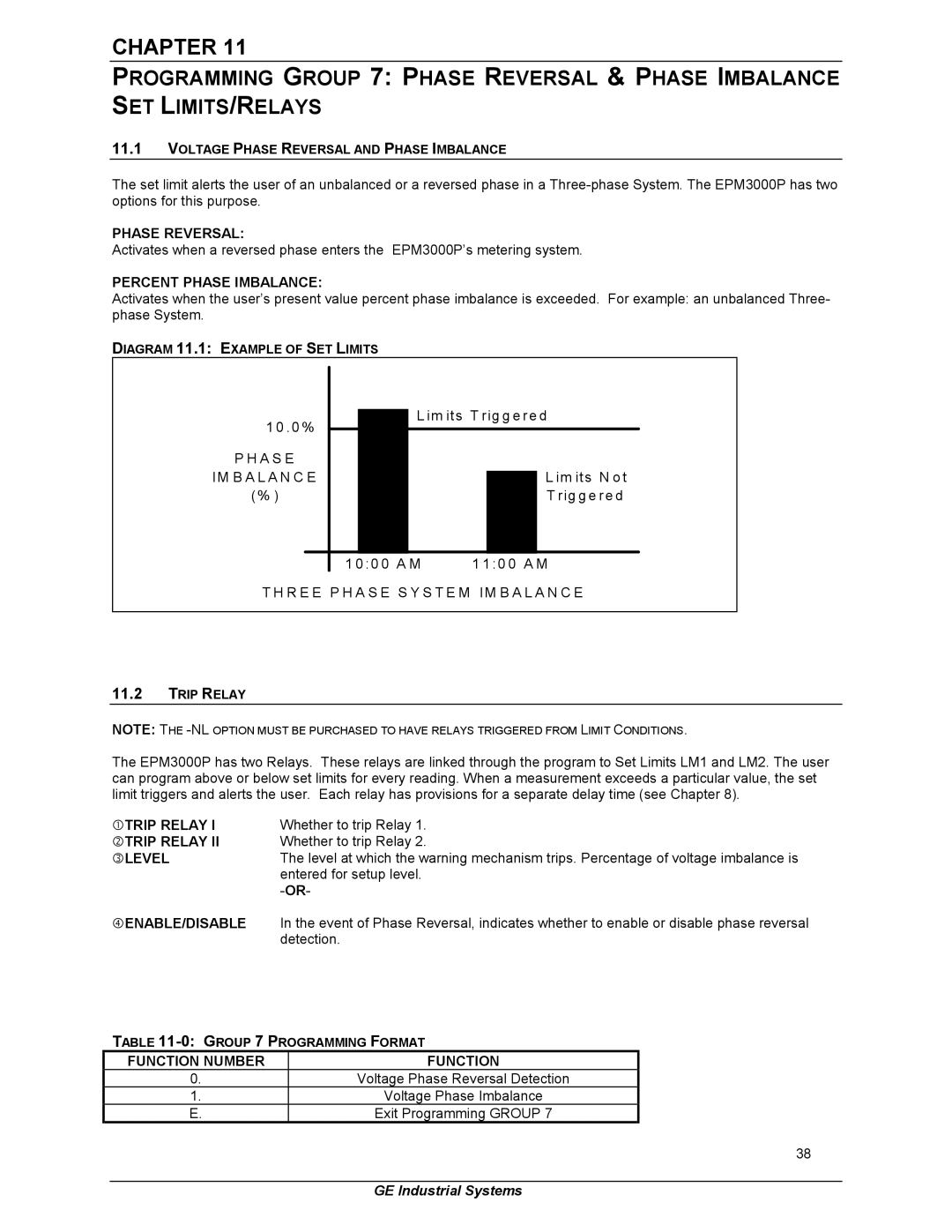 GE EPM 3000P instruction manual Phase Reversal, Percent Phase Imbalance 