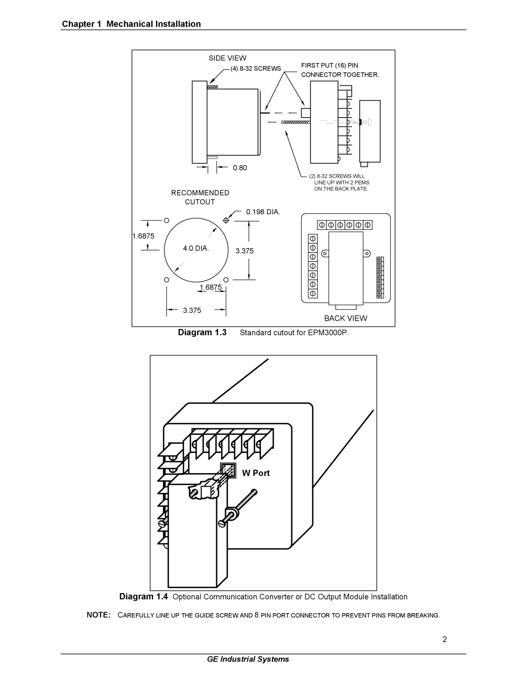 GE EPM 3000P instruction manual Mechanical Installation, Port 