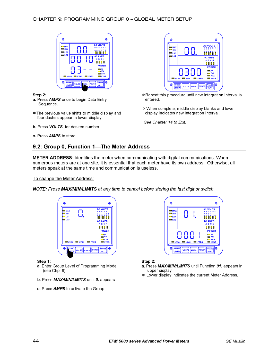 GE EPM 5200, EPM 5300, EPM 5350 instruction manual Group 0, Function 1-The Meter Address 