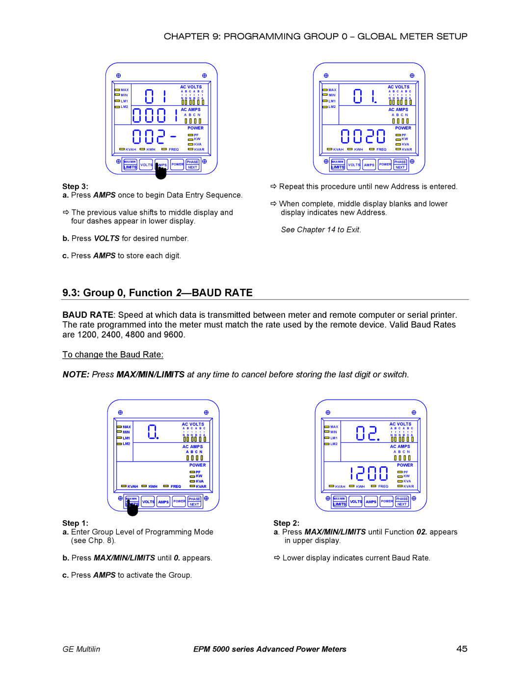 GE EPM 5300, EPM 5200, EPM 5350 instruction manual Group 0, Function 2-BAUD Rate 