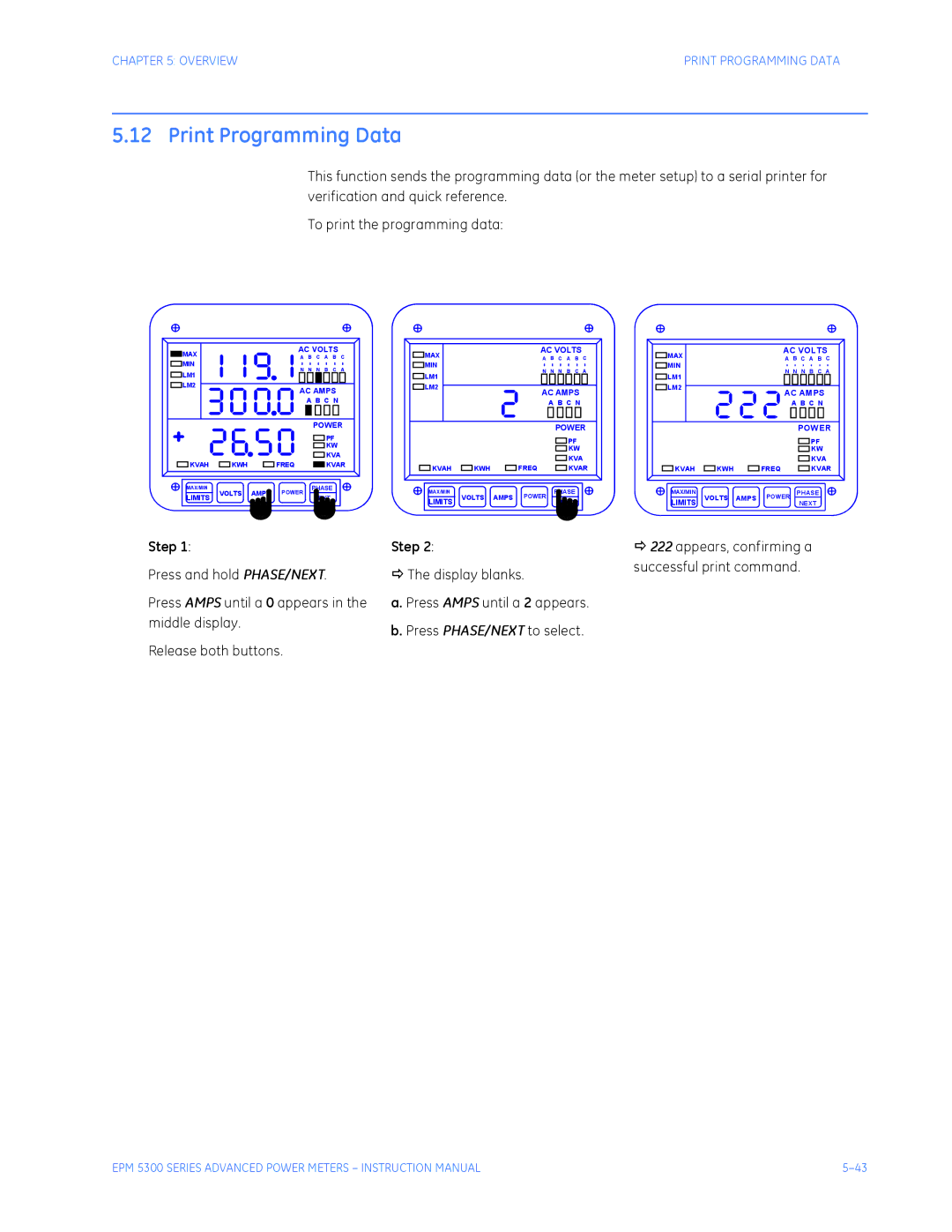 GE EPM 5300, EPM 5200, EPM 5350 instruction manual Print Programming Data 