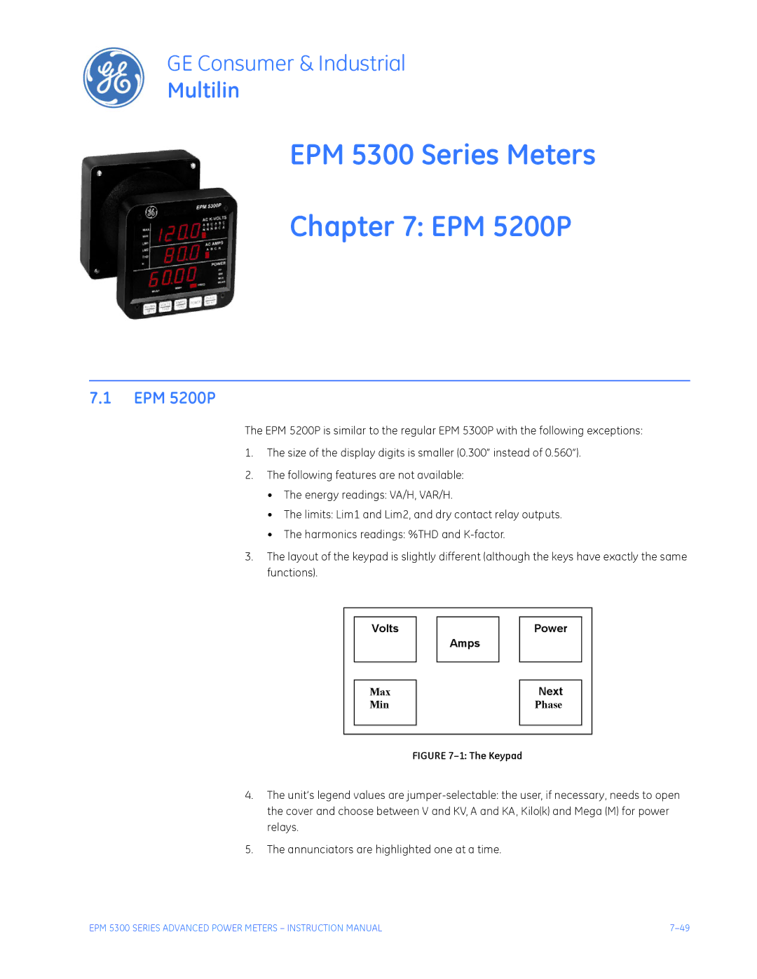 GE EPM 5350 instruction manual EPM 5300 Series Meters EPM 5200P 