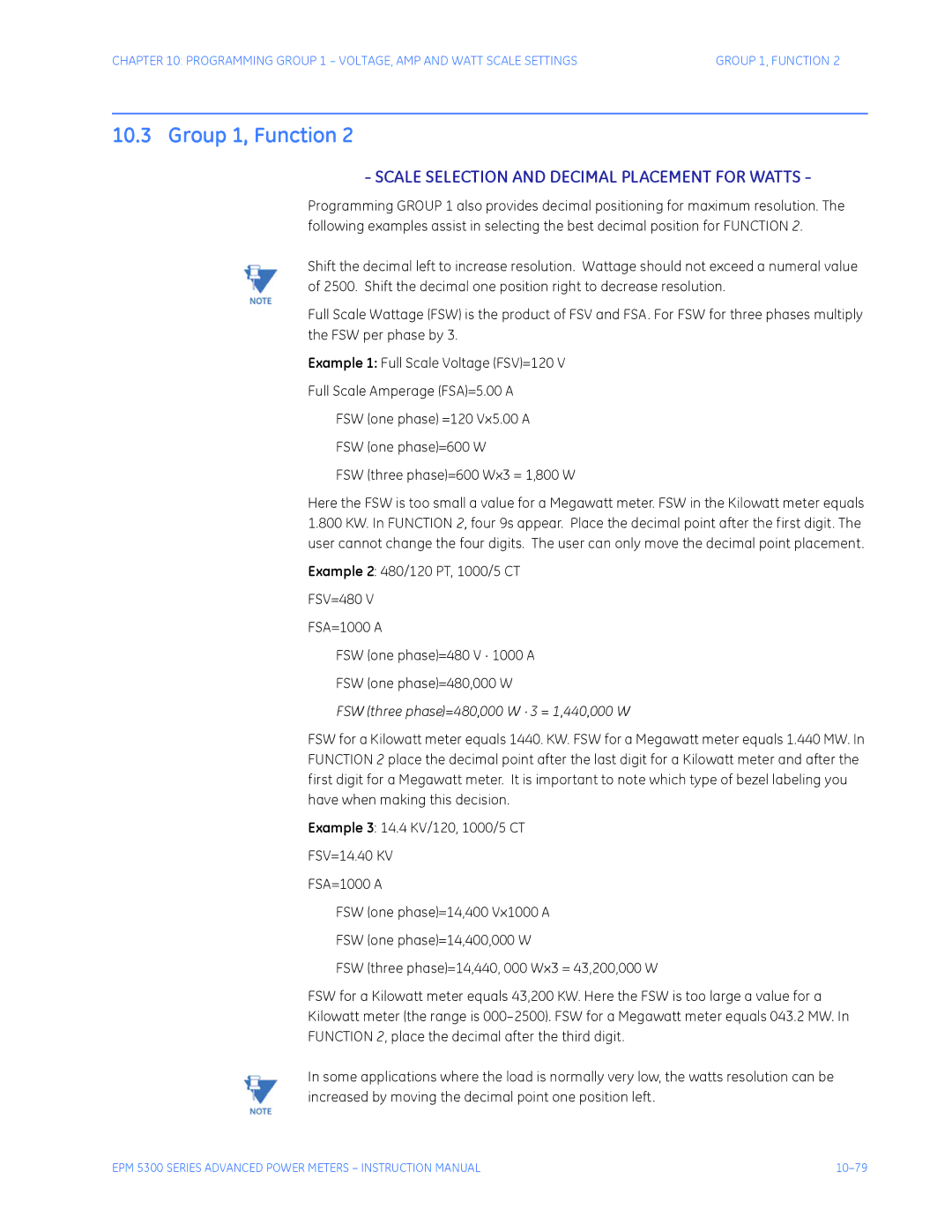 GE EPM 5300, EPM 5200, EPM 5350 instruction manual Scale Selection and Decimal Placement for Watts 