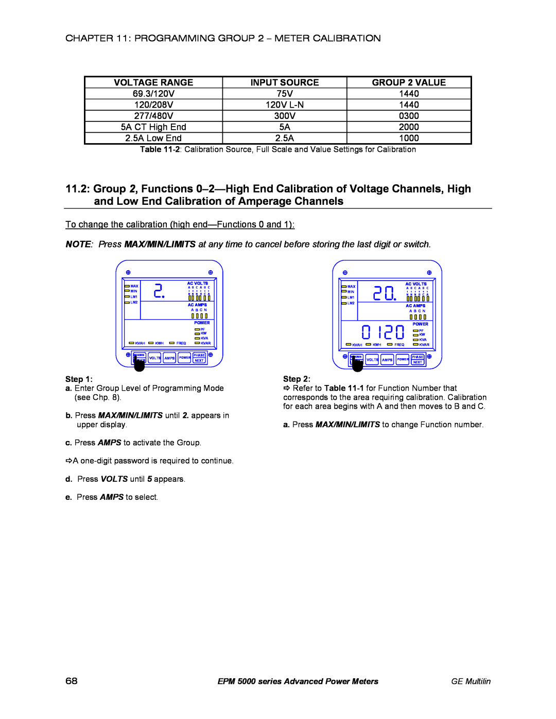 GE EPM 5200, EPM 5300, EPM 5350 instruction manual Voltage Range, Input Source, GROUP 2 VALUE 