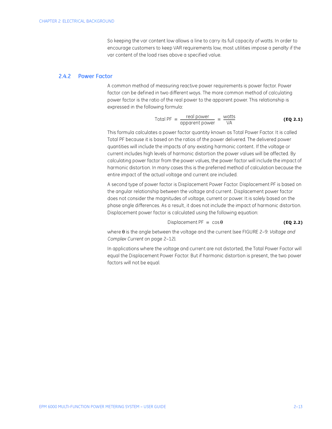 GE EPM 6000 Multi-function Power Metering System instruction manual Power Factor, Apparent power 