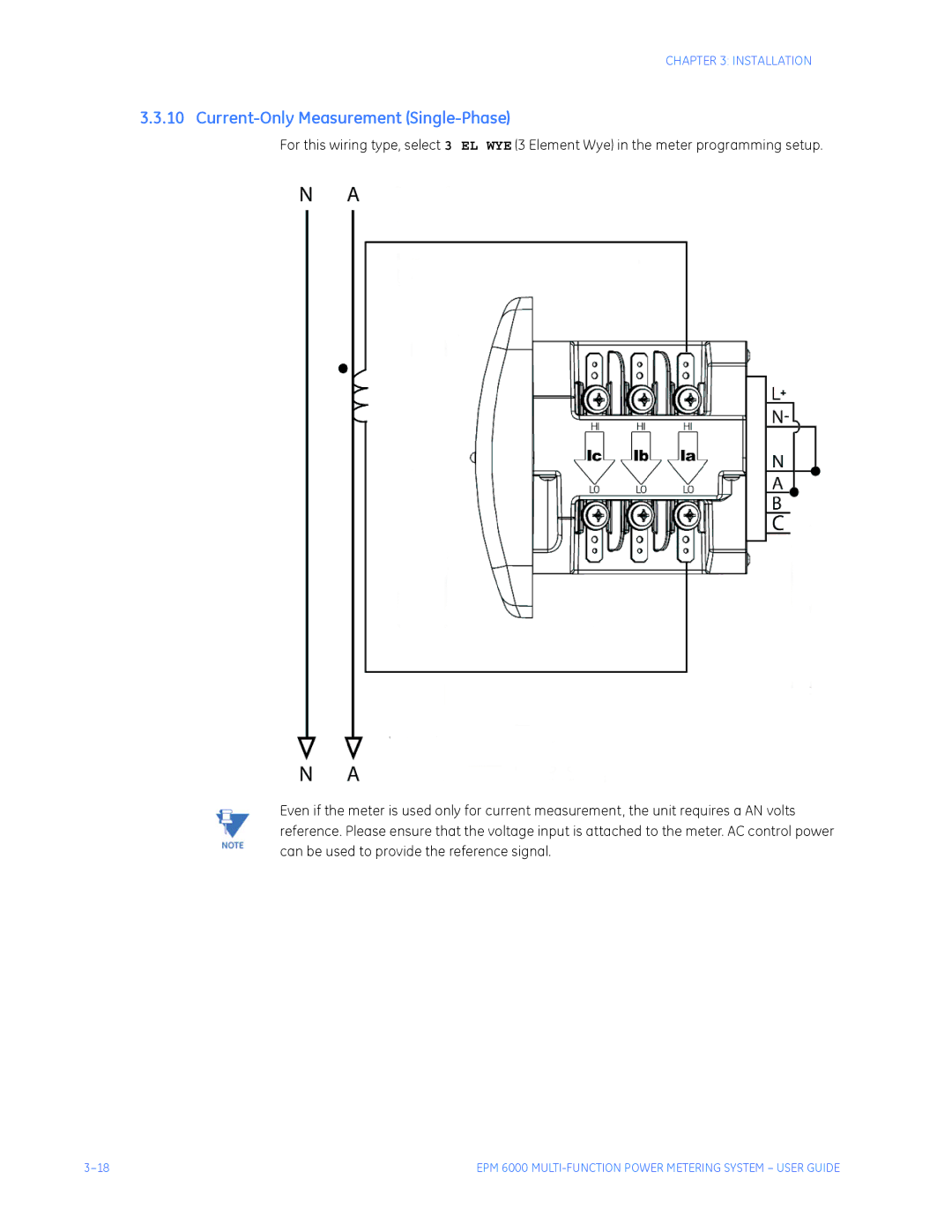 GE EPM 6000 Multi-function Power Metering System instruction manual Current-Only Measurement Single-Phase 