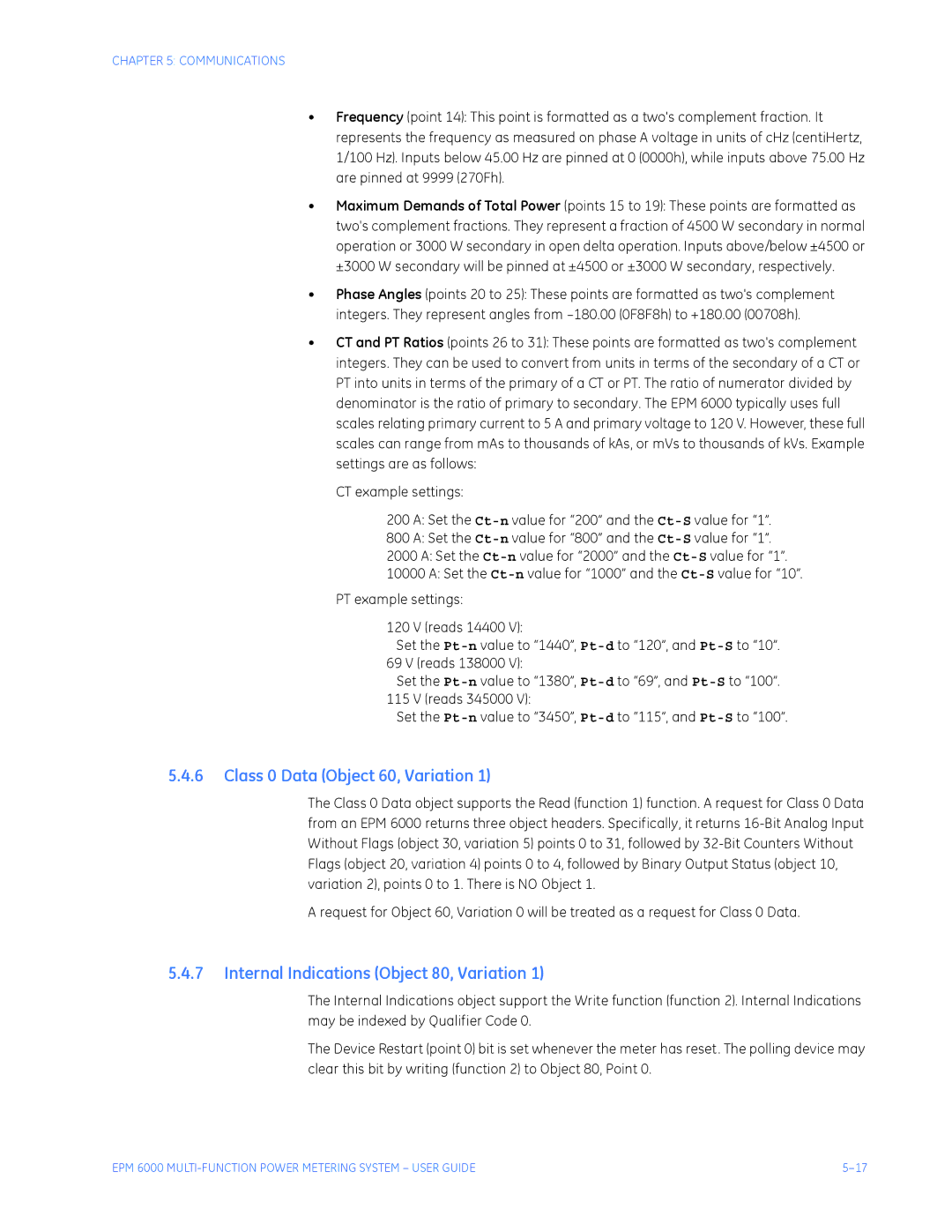 GE EPM 6000 Multi-function Power Metering System instruction manual Class 0 Data Object 60, Variation 