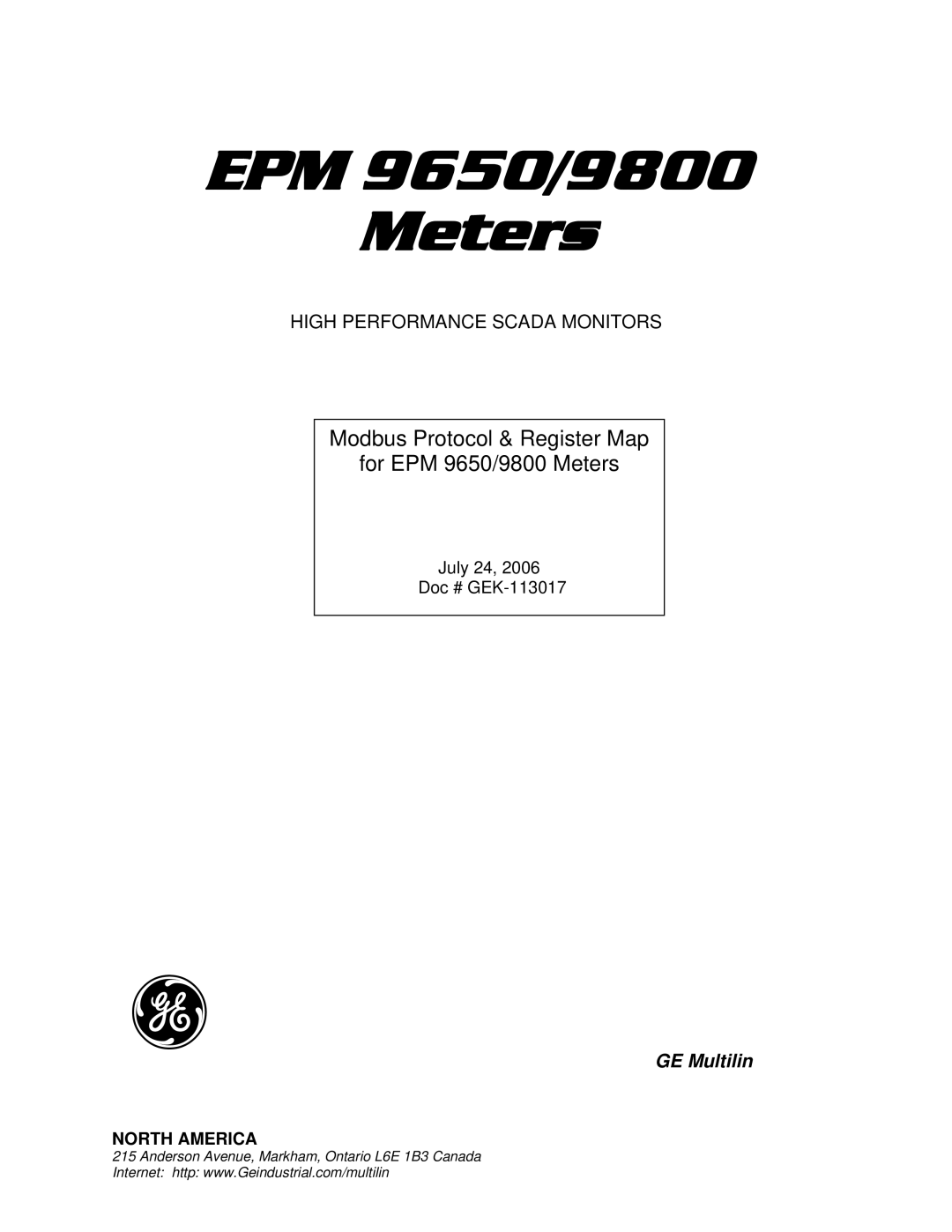 GE manual EPM 9650/9800 Meters 