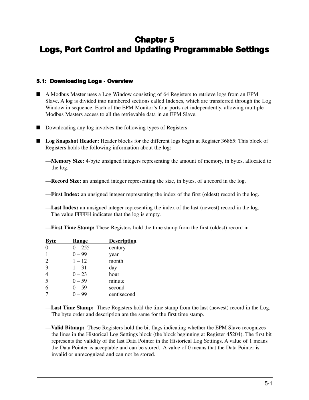 GE EPM 9650/9800 manual Downloading Logs Overview, Byte Range 