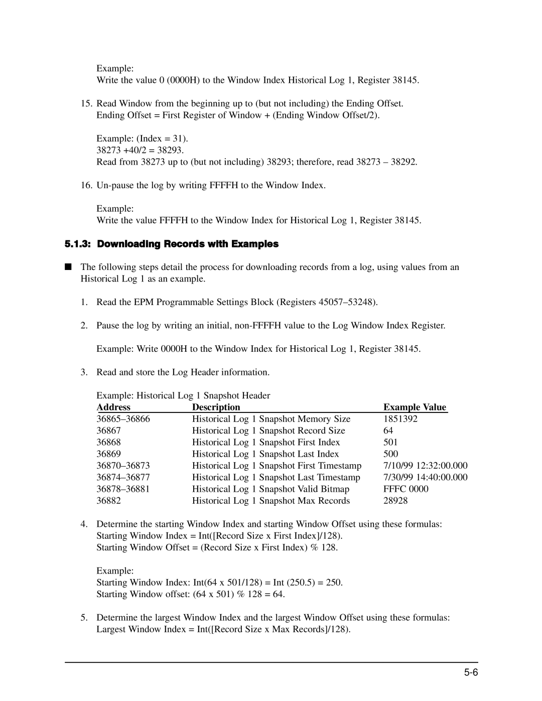 GE EPM 9650/9800 manual Downloading Records with Examples 