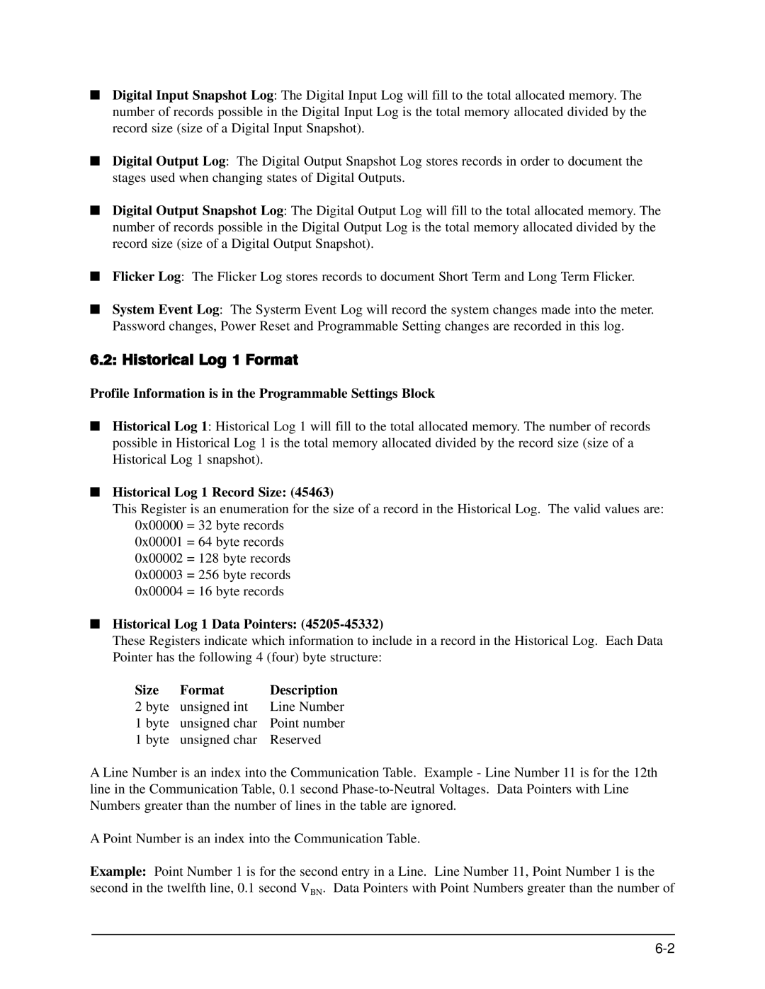 GE EPM 9650/9800 manual Historical Log 1 Format, Profile Information is in the Programmable Settings Block 