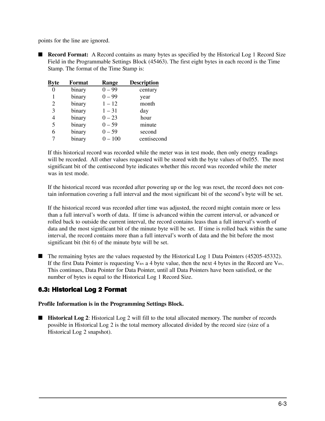 GE EPM 9650/9800 manual Historical Log 2 Format, Format Range Description 