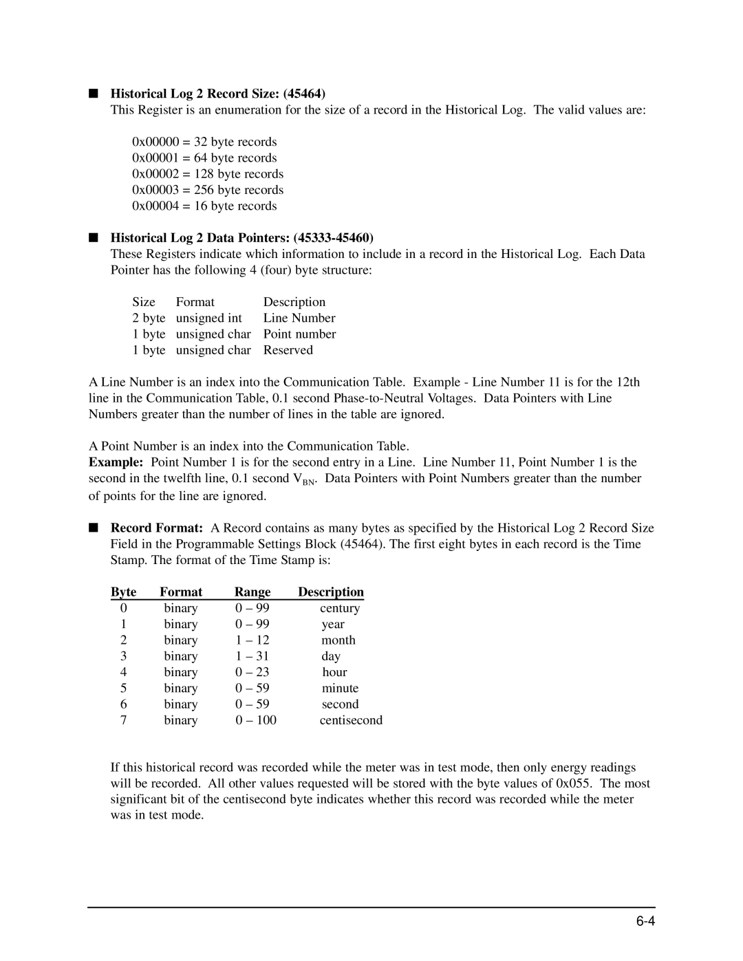 GE EPM 9650/9800 manual Historical Log 2 Record Size, Historical Log 2 Data Pointers 