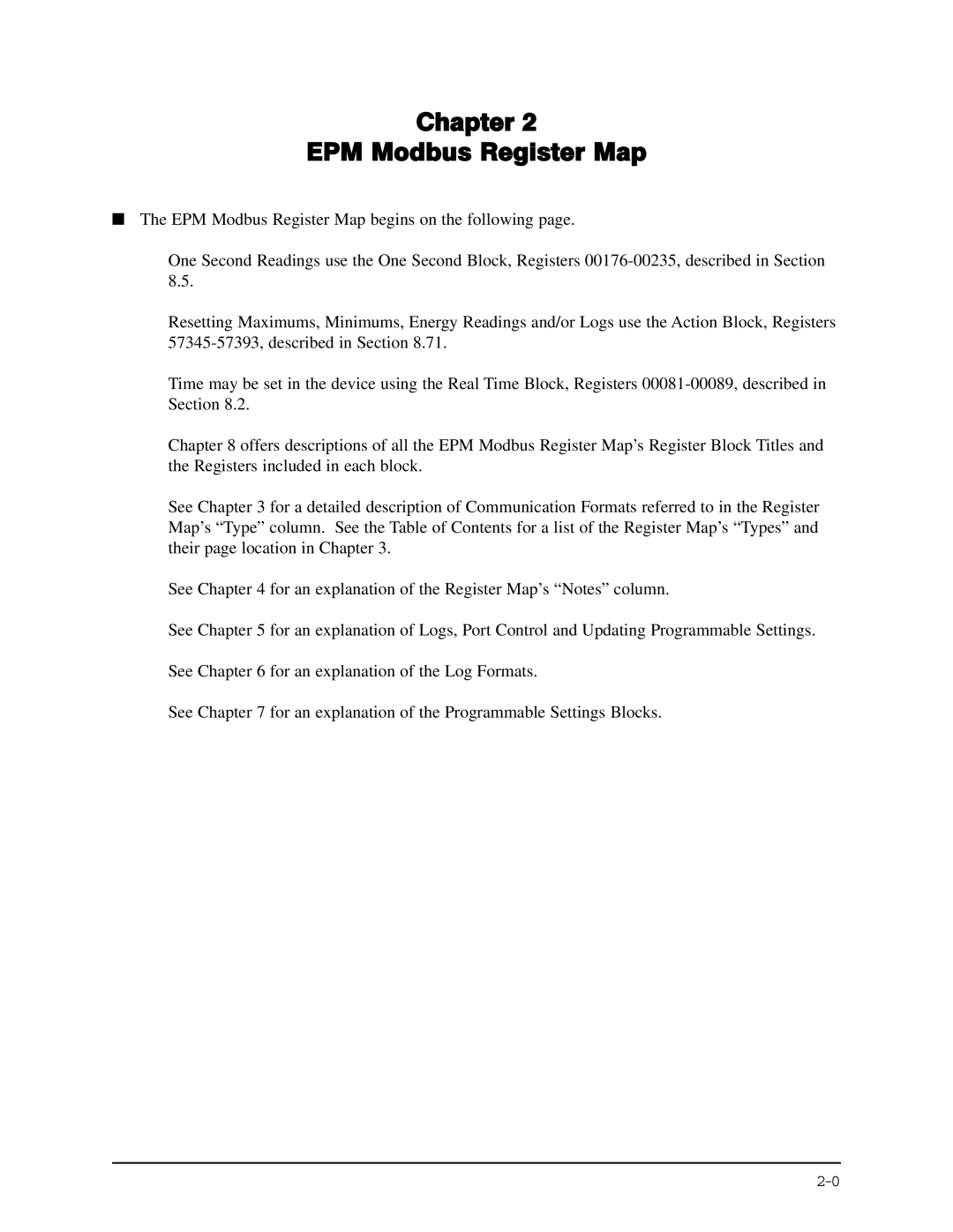 GE EPM 9650/9800 manual Chapter EPM Modbus Register Map 