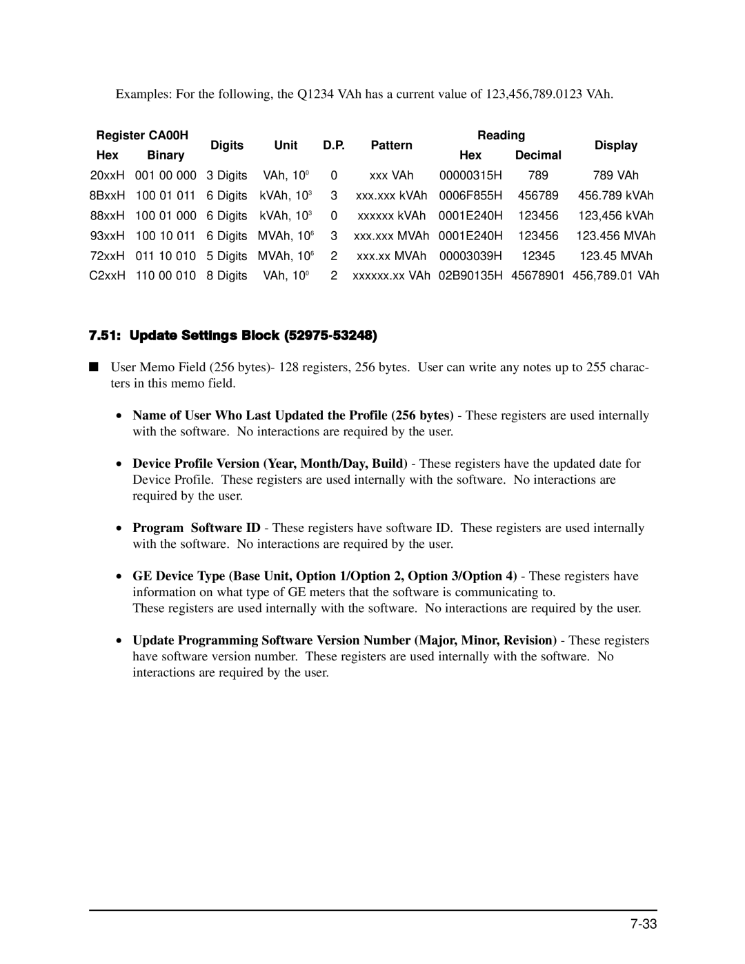 GE EPM 9650/9800 manual Update Settings Block 