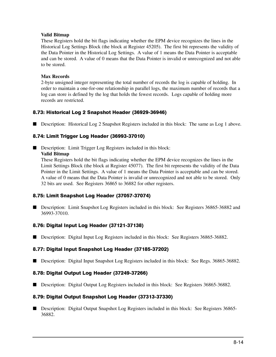 GE EPM 9650/9800 manual Historical Log 2 Snapshot Header, Limit Trigger Log Header, Limit Snapshot Log Header 