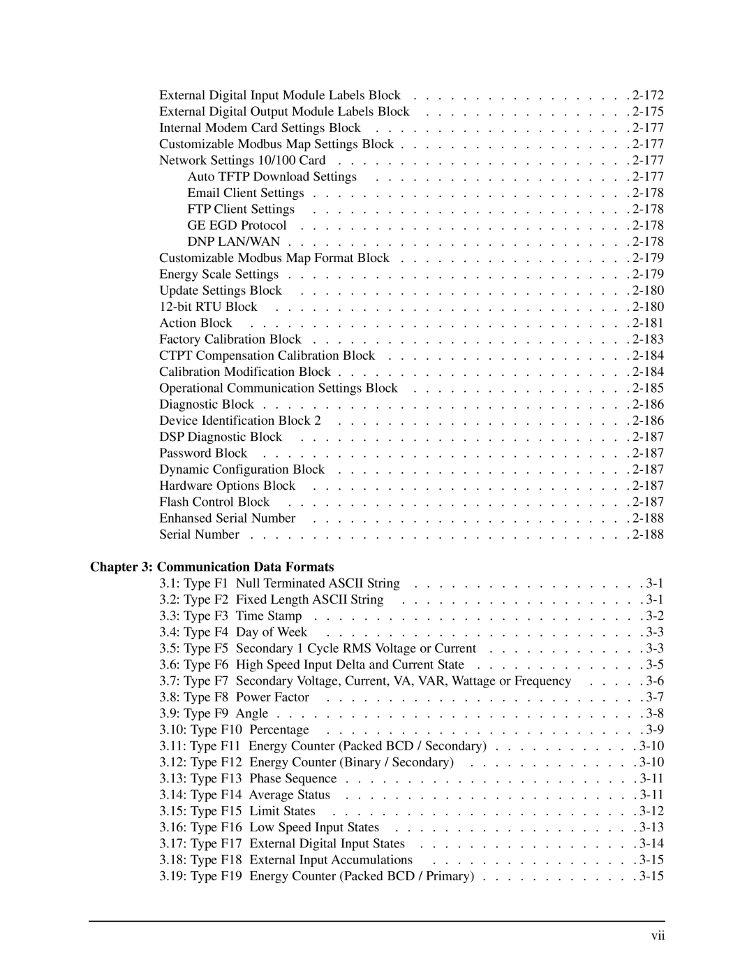 GE EPM 9650/9800 manual Communication Data Formats 