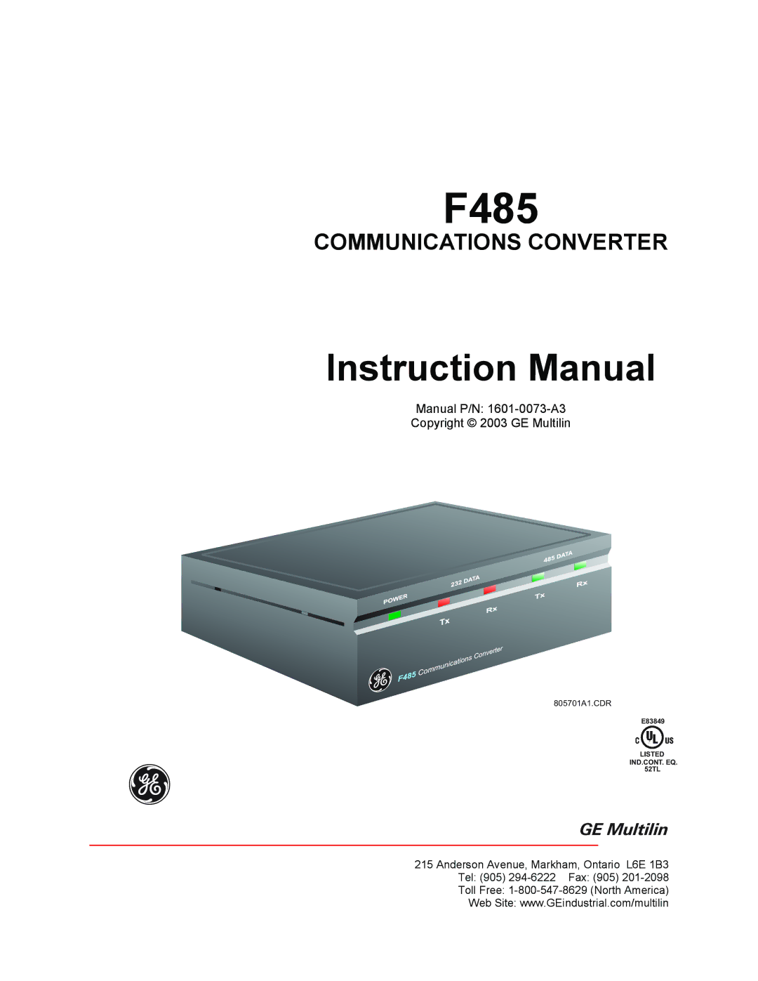 GE F485 instruction manual 