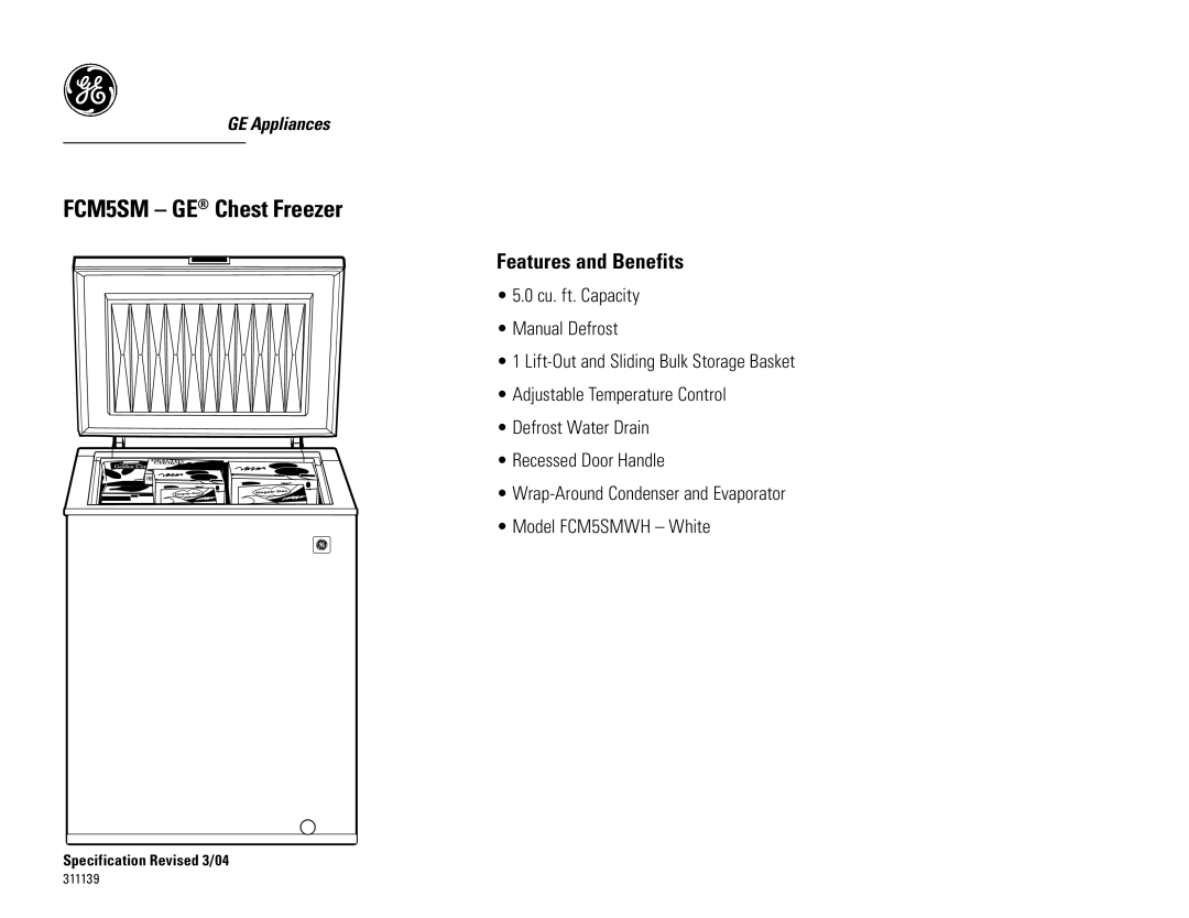 GE FCM5SMWH dimensions Features and Benefits 