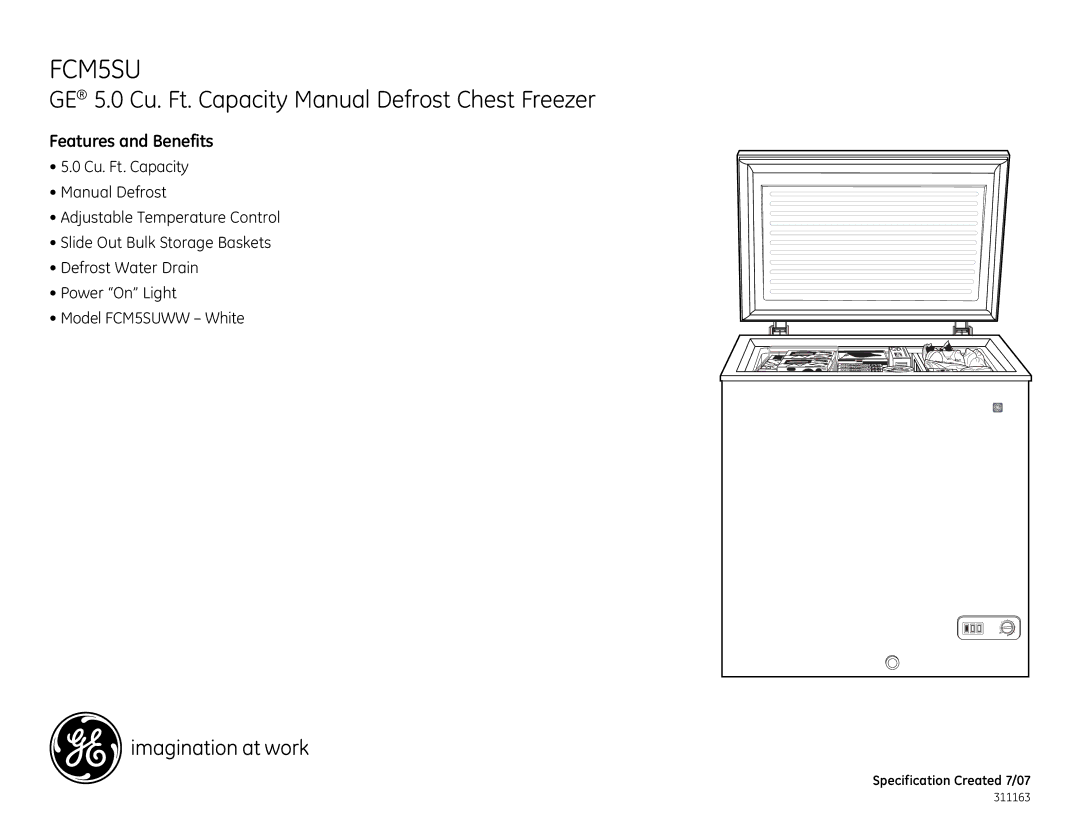 GE FCM5SU dimensions Features and Benefits 