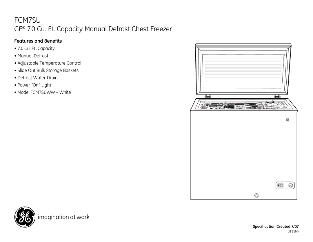 GE FCM7SU dimensions Features and Benefits 