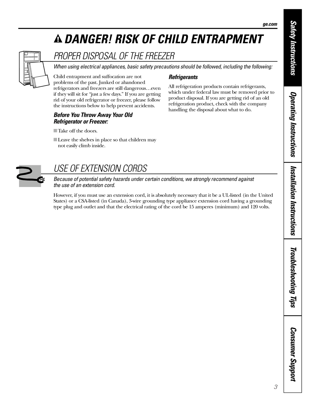 GE FCM9, FCM5, FCM7 owner manual Before You Throw Away Your Old Refrigerator or Freezer, Refrigerants 