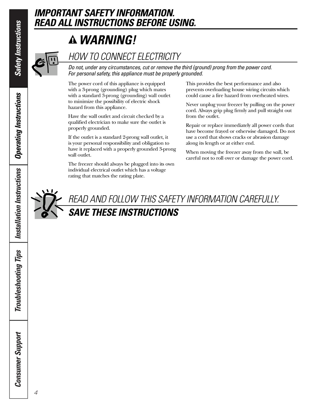 GE FCM5, FCM9, FCM7 owner manual HOW to Connect Electricity 