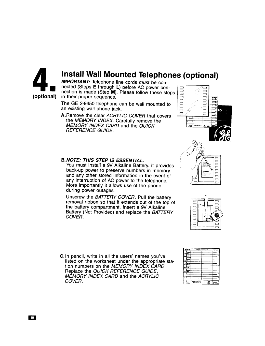 GE Feb-50 installation instructions Install Wall Mounted, Optional 