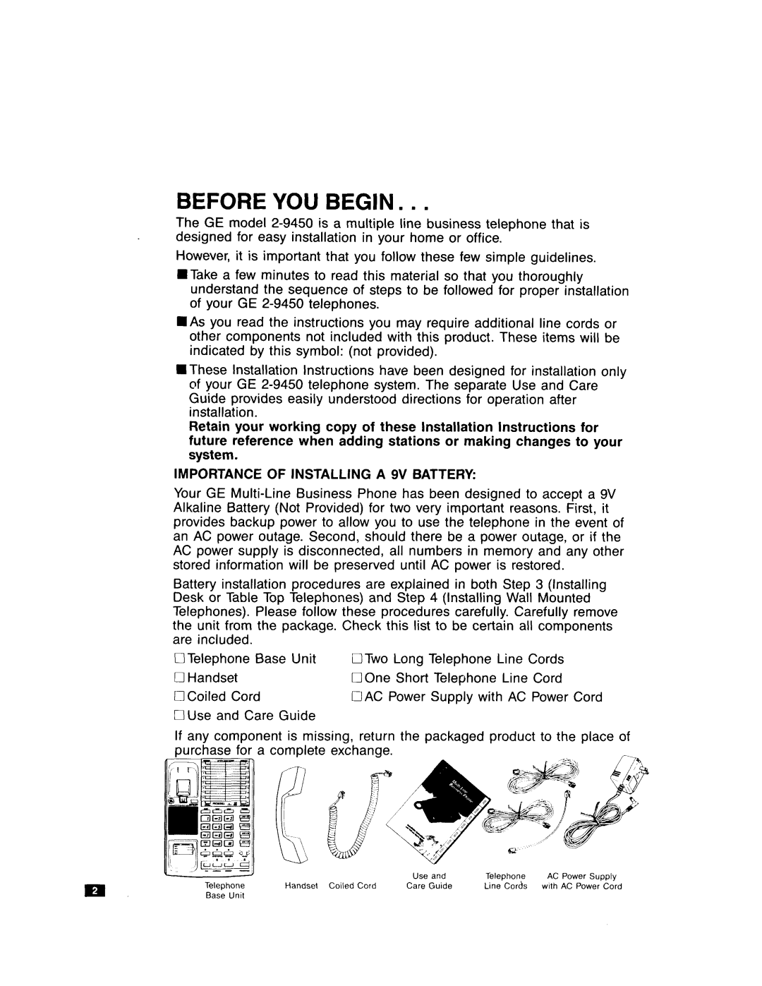 GE Feb-50 installation instructions Before You Begin, IMPORTANCE OF INSTALLING A 9V BATTERY, Suddiv 