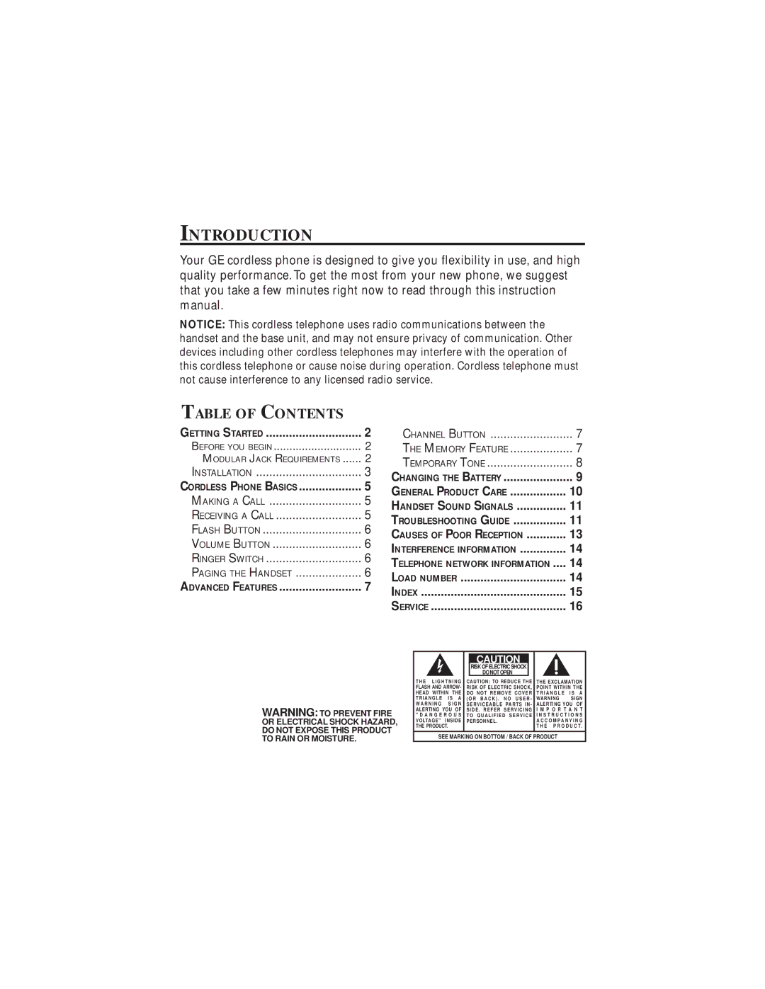 GE Feb-63 manual Introduction, Table of Contents 