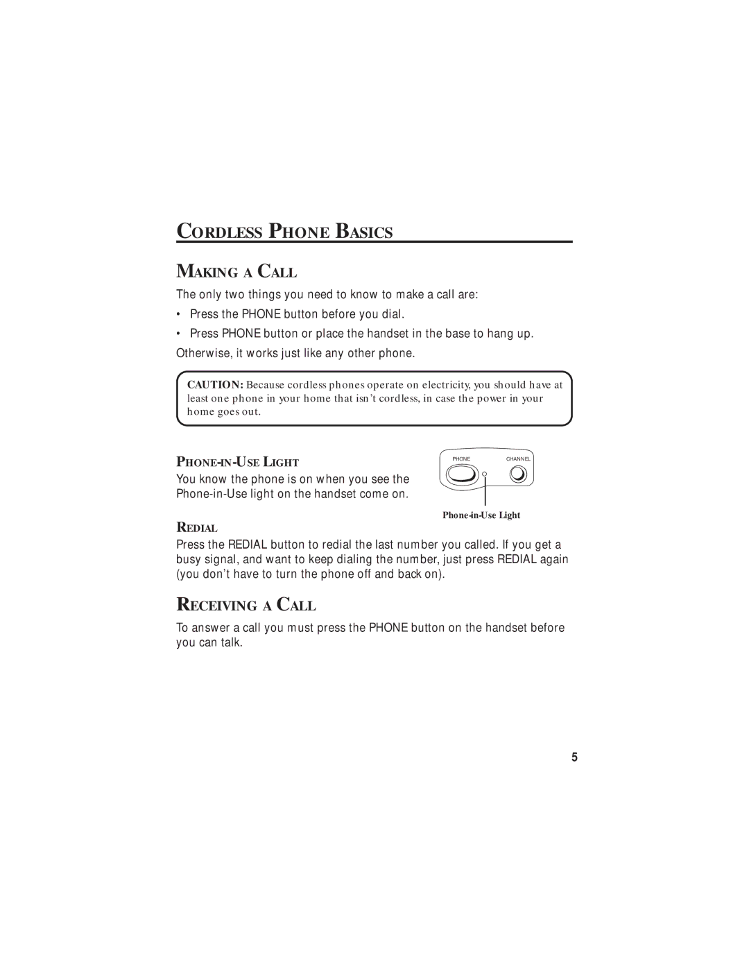 GE Feb-63 manual Cordless Phone Basics, Making a Call, Receiving a Call 