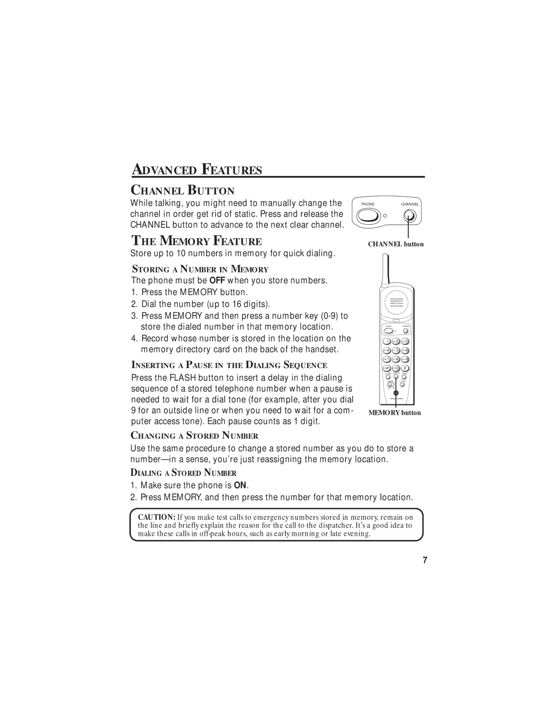 GE Feb-63 manual Advanced Features, Channel Button, Memory Feature 