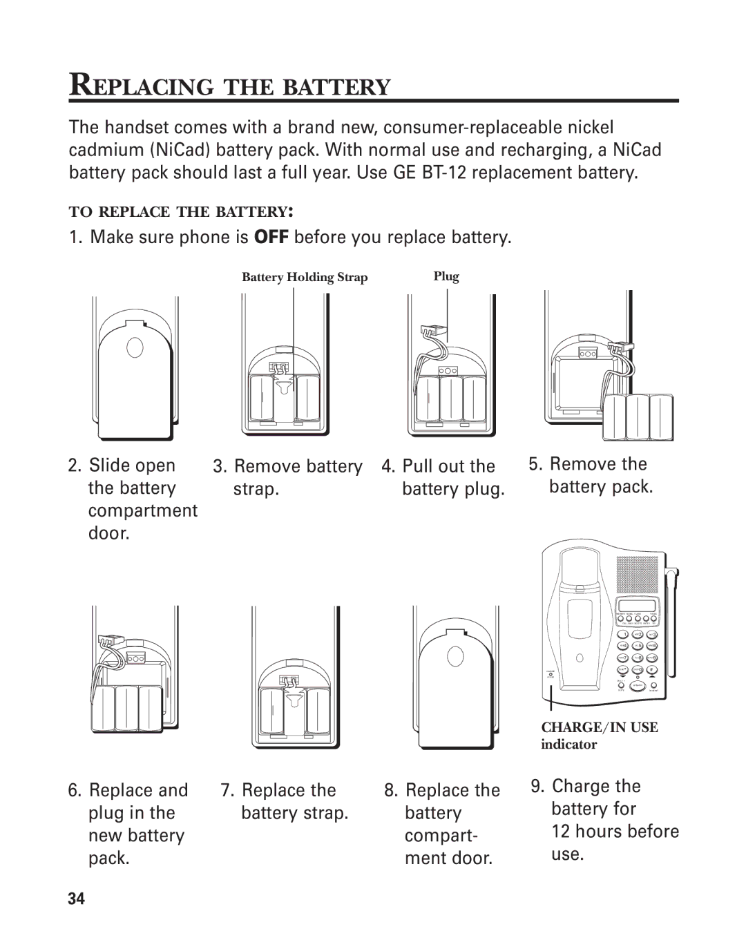 GE Feb-74 manual Replacing the Battery 