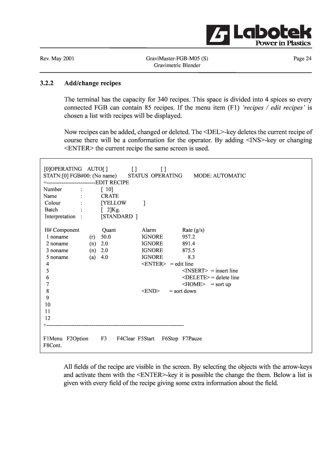 GE FGB-M05 manual 3.2.2Add/change recipes 