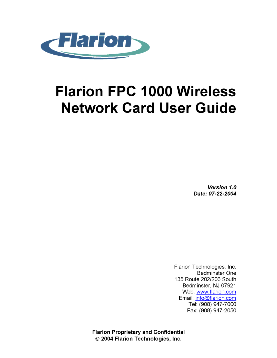 GE manual Flarion FPC 1000 Wireless Network Card User Guide 