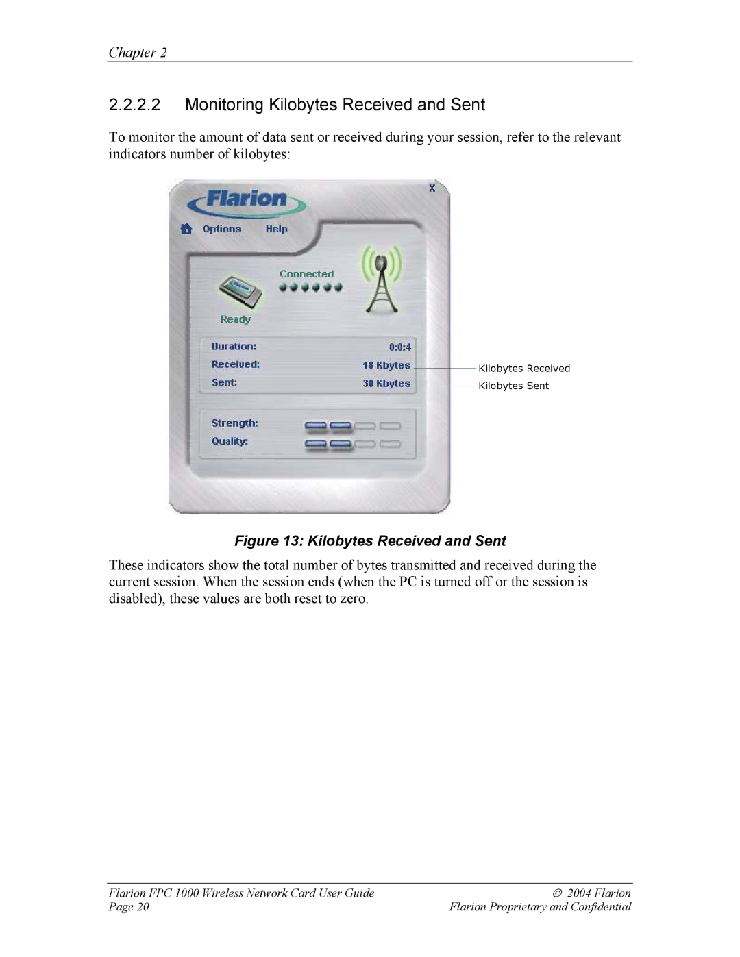 GE FPC 1000 manual Monitoring Kilobytes Received and Sent 