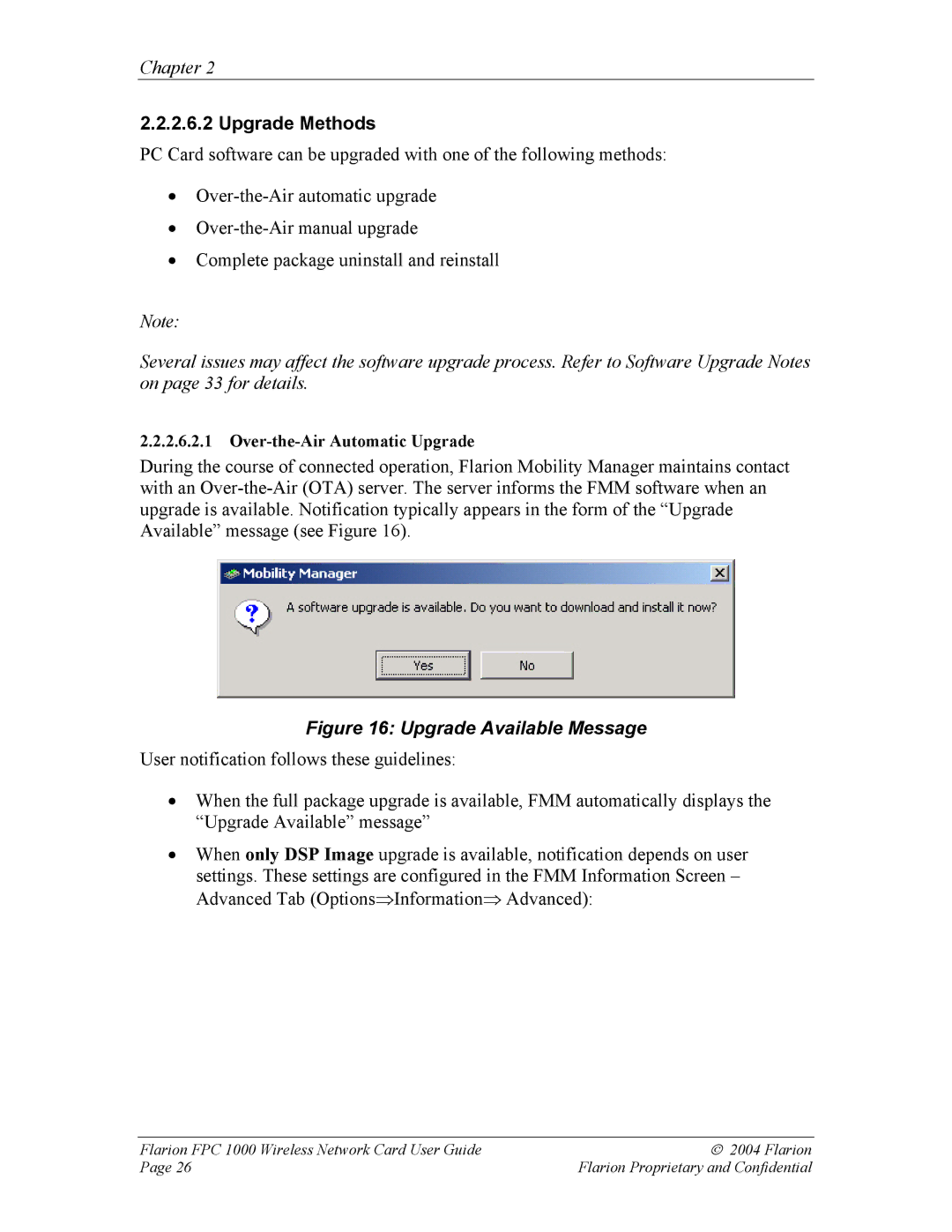 GE FPC 1000 manual Upgrade Available Message 