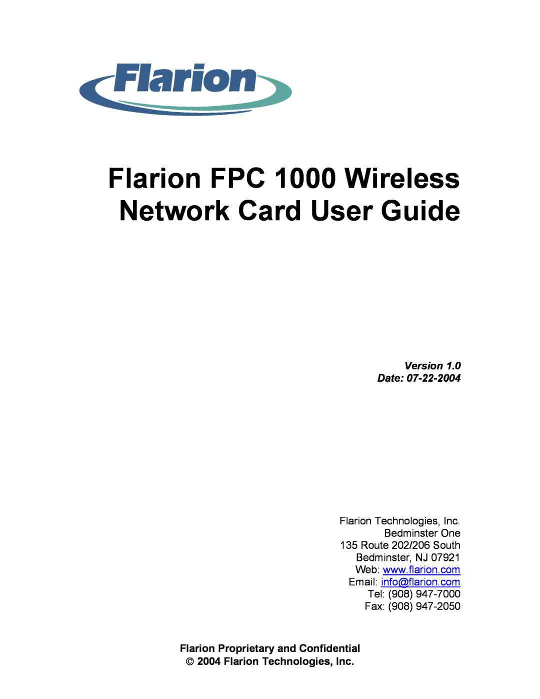 GE FPC 1000 manual Version Date, Flarion Proprietary and Confidential  2004 Flarion Technologies, Inc, Bedminster, NJ 