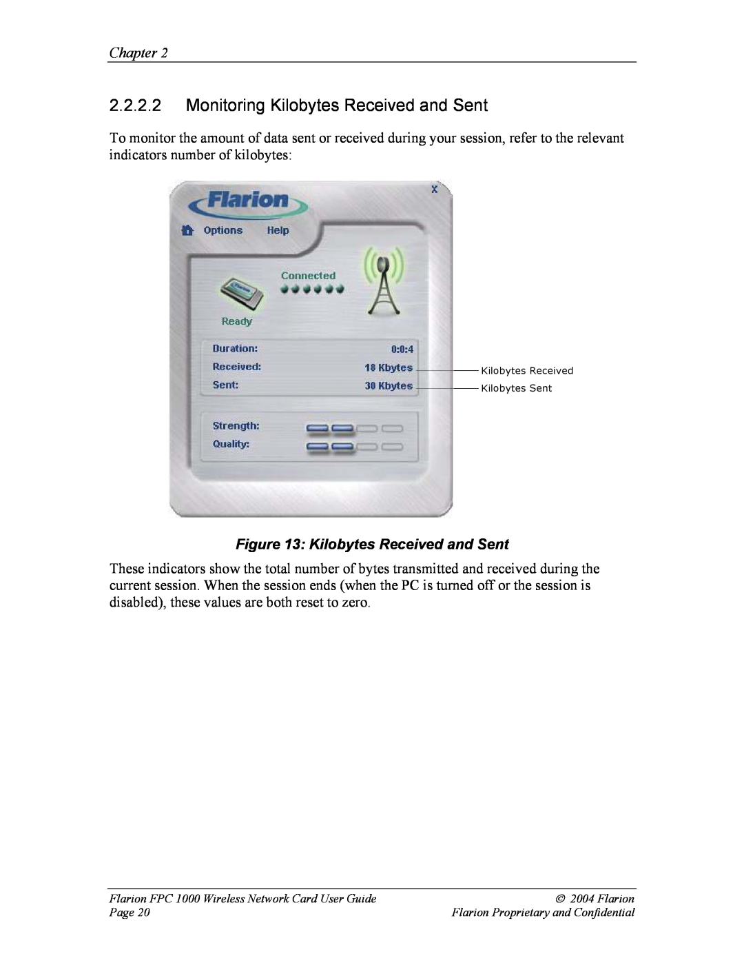 GE FPC 1000 manual Monitoring Kilobytes Received and Sent, Chapter 