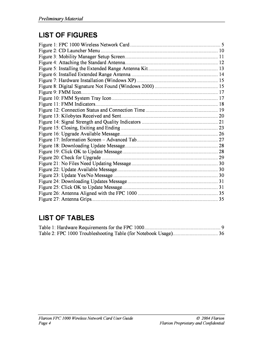 GE FPC 1000 manual List Of Figures, List Of Tables, Preliminary Material 