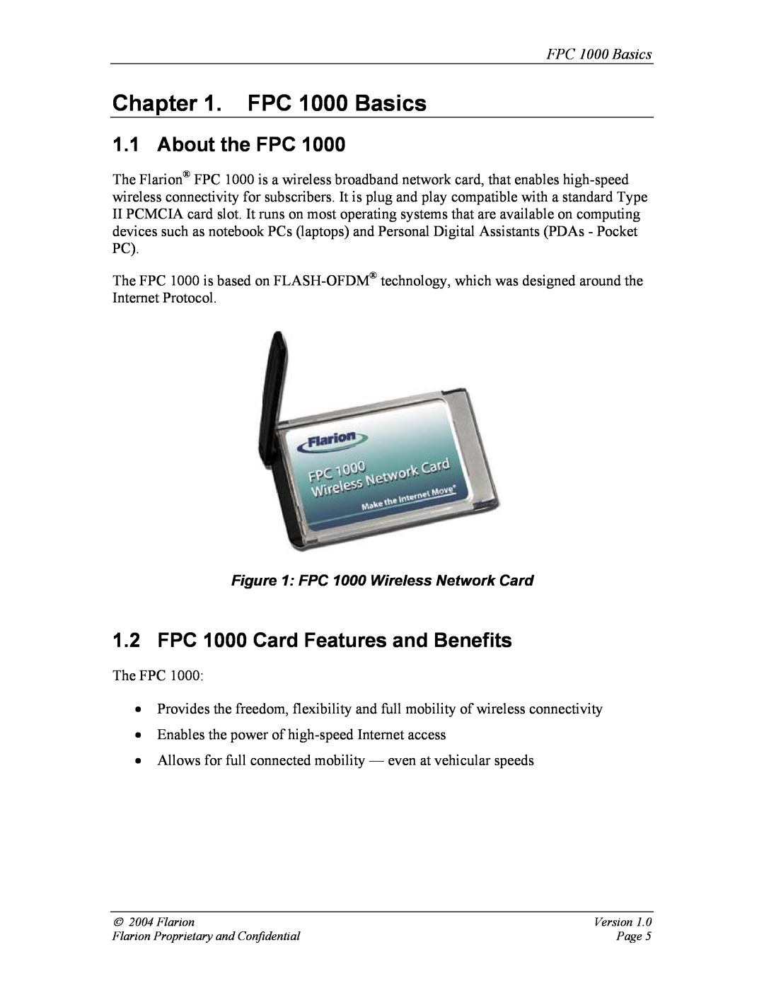 GE manual FPC 1000 Basics, About the FPC, FPC 1000 Card Features and Benefits, FPC 1000 Wireless Network Card 