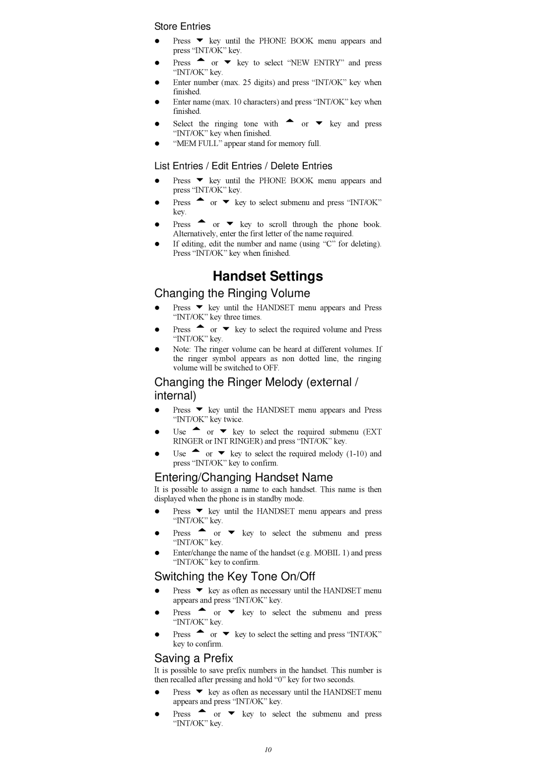 GE FS21828 manual Handset Settings 