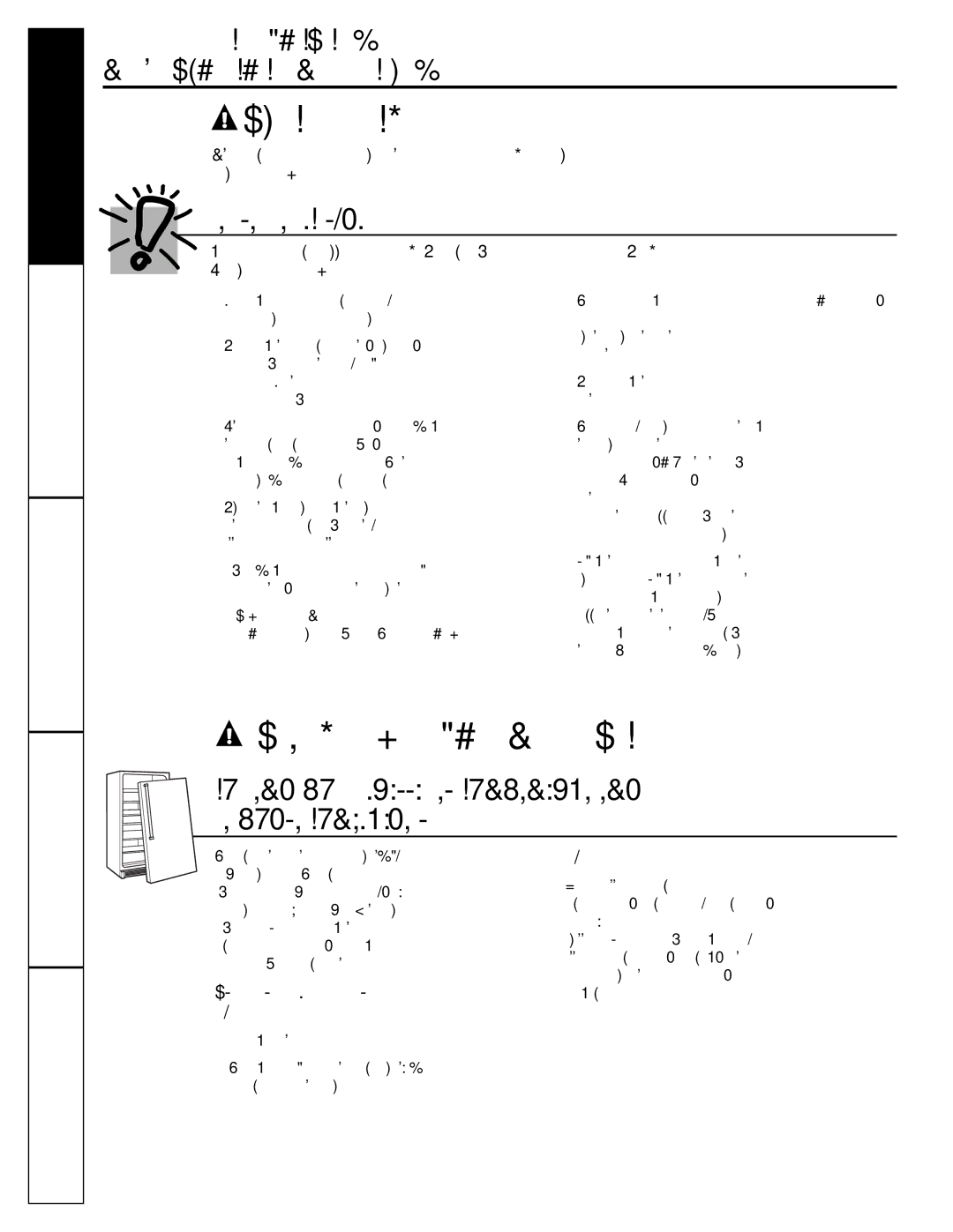 GE FUM13 owner manual Mesures DE Sécurité, Mesures de sécurité, Fonctionnement Installation, Dépannage, Réfrigérants 