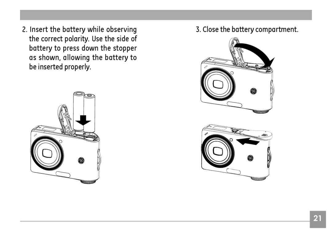 GE G1, E1240, A830, E1030, E1040 manual Close the battery compartment 